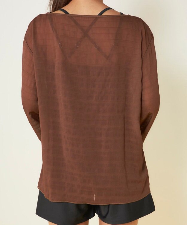 OP／FILA 【Ocean Pacific】シアートップス付き4点セット水着 ブラウン