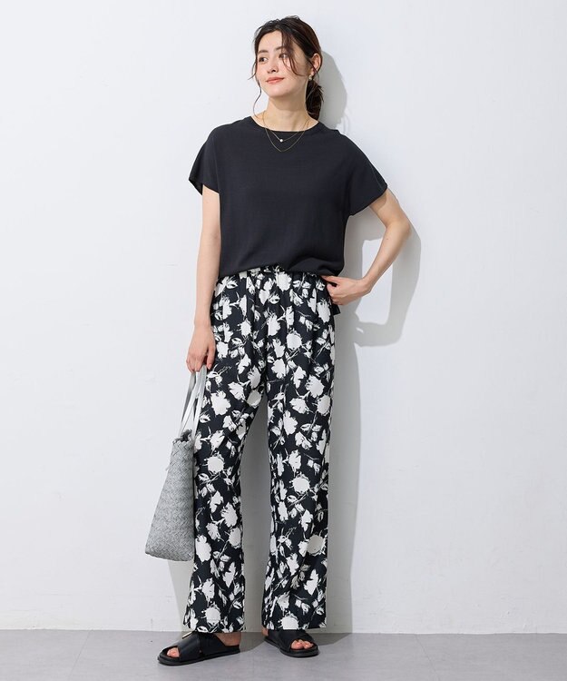 ANY 【接触冷感/UVカット/抗菌防臭/手洗い可/アンチピリング】ファンクションフレンチスリーブニット チャコール