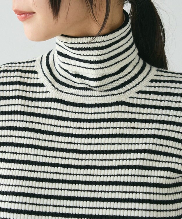 CRAFT STANDARD BOUTIQUE 洗える/とてもちリブタートルネックニットプルオーバー/24AW Border Ivory