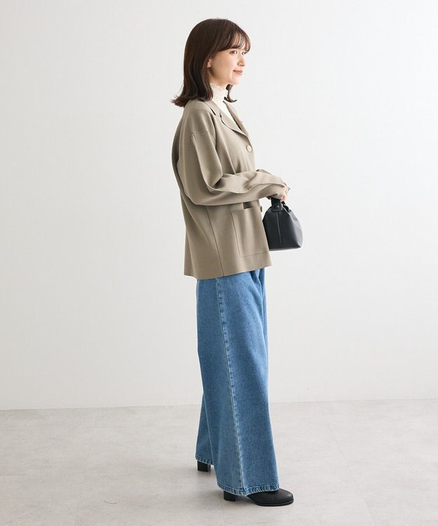 Green Parks ・ＥＬＥＮＣＡＲＥ　ＤＵＥ　ニットシングルジャケット Gray Beige