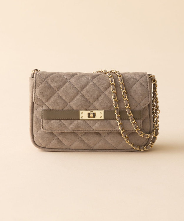 23区 スエード キルティング ショルダーバッグ ベージュ系