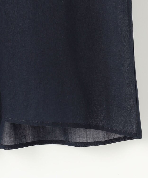 自由区 バンドカラーコットン ブラウス ネイビー