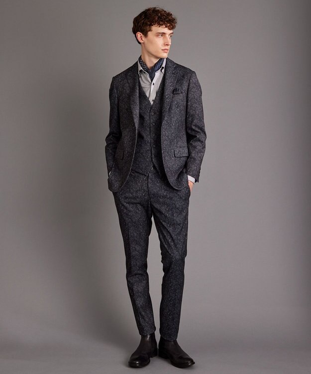 JOSEPH ABBOUD ドットプリント　スカーフ ネイビー系5