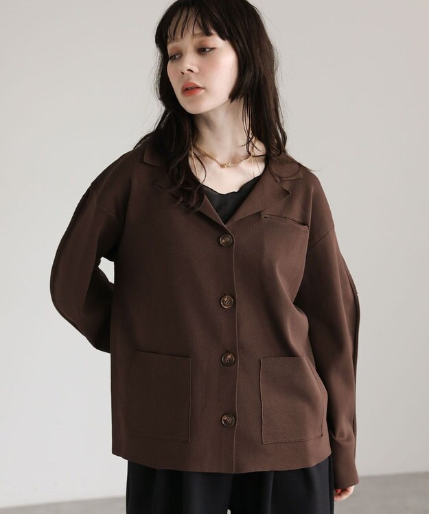 Green Parks ・ＥＬＥＮＣＡＲＥ　ＤＵＥ　ニットシングルジャケット Brown