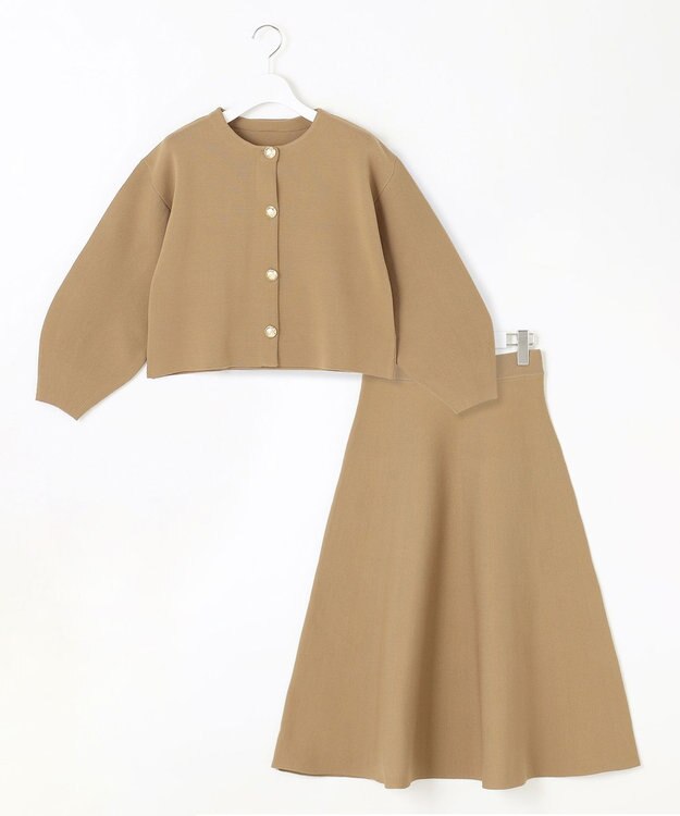 Feroux 【セットアイテム】パフスリーブニット セットアップ キャメル系