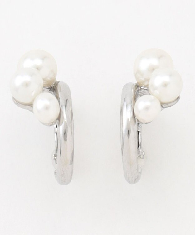 ANY 【WEB限定】パールフープイヤリング(両耳用) シルバー