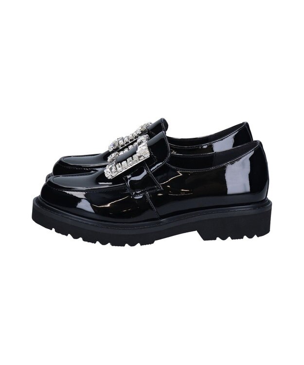 Bridget Birkin 【Bridget Birkin】スクエアビジューローファー ブラックエナメル