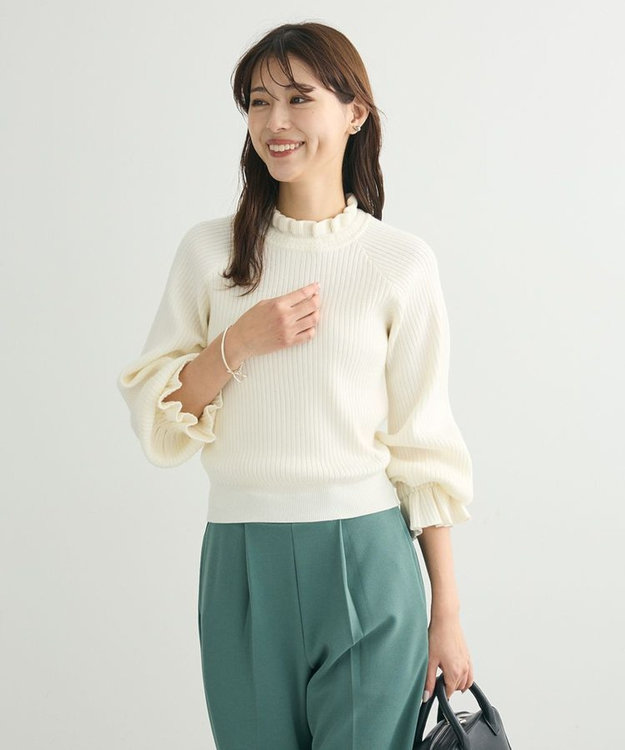 Green Parks ・ｓｗｉｎｇ　ｂｙ　キャンディスリーブリブニット Off White