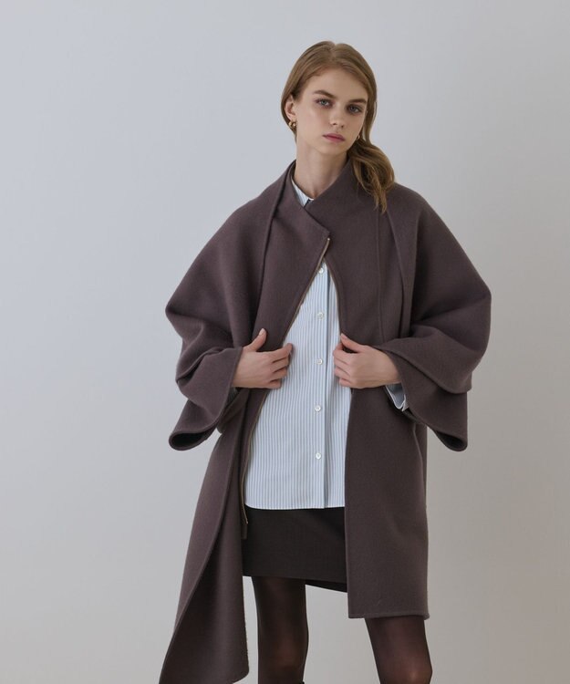 GRACE CONTINENTAL ストール付リバージップブルゾン チャコール