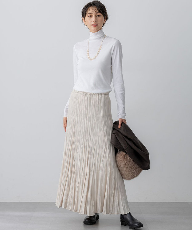 23区 L 【SLOW/一部店舗限定】シアーフライス タートルネック カットソー ホワイト系