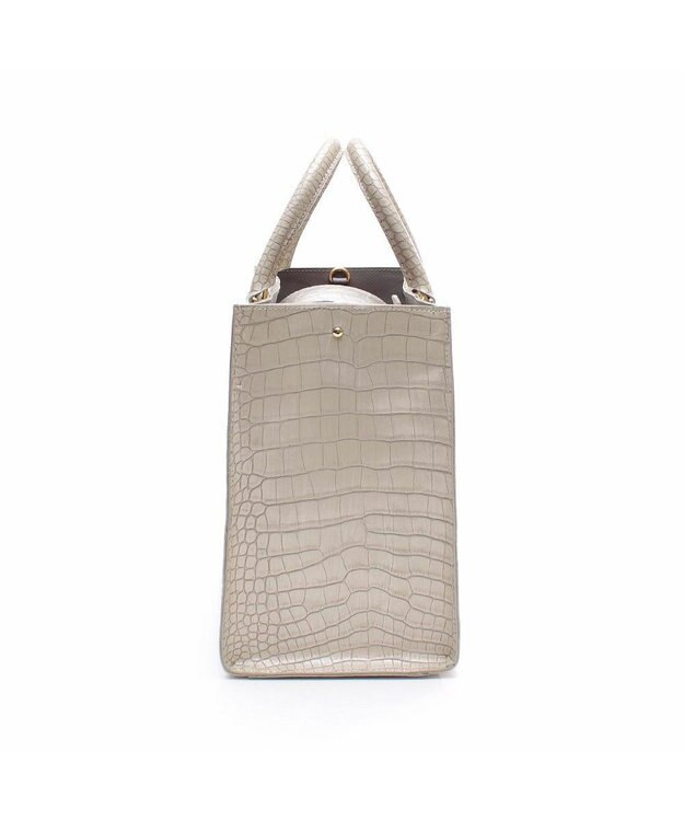 A.D.M.J. 【牛革】クロコ型押しスクエアトートM ホワイトパール