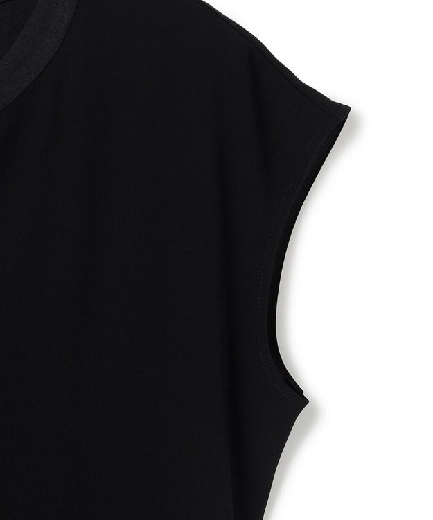 BEIGE， 【Lsize・セットアップ対応】CINDY / 配色ネック フレンチドレス Black x Black