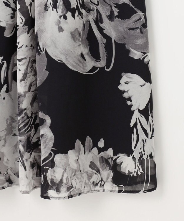 自由区 S 【ウエストゴム・洗える】ピオニーフローラルプリント  スカート モノトーン