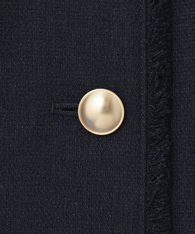 J.PRESS LADIES ナチュラルツイードストレッチ ノーカラー ジャケット ネイビー系