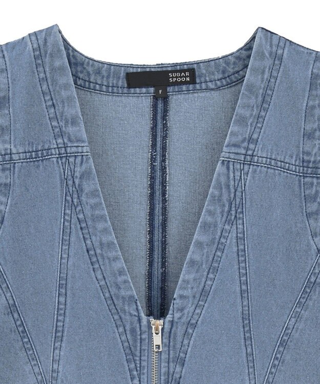 Green Parks ・ＳＵＧＡＲ　ＳＰＯＯＮ　Ｗ－ＺＩＰデニムミニワンピ Indigo