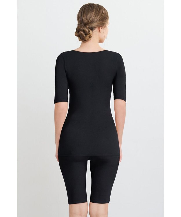 WACOAL あったかインナー 【ふんわりあったか】 5分袖 半袖 天綿オーガニックを使用 あたたかい ムレにくい しなやかでやわらかい レディース CLC510 /ワコール ブラック