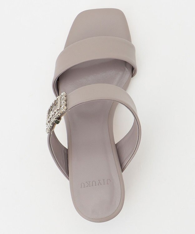 自由区 ビジューバックルサンダル ベージュ系