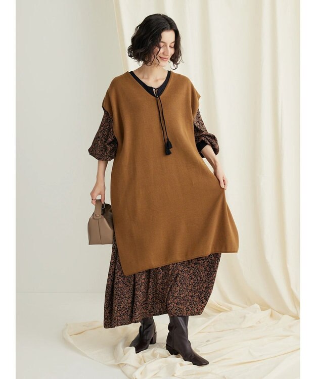 CRAFT STANDARD BOUTIQUE ジレニットワンピース Camel