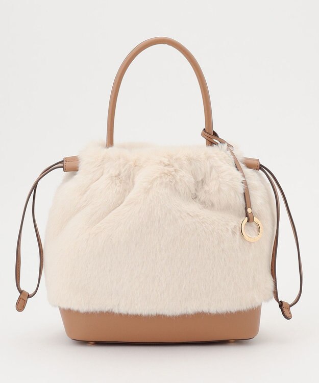 組曲 ファーバケットコンビ バッグ アイボリー系