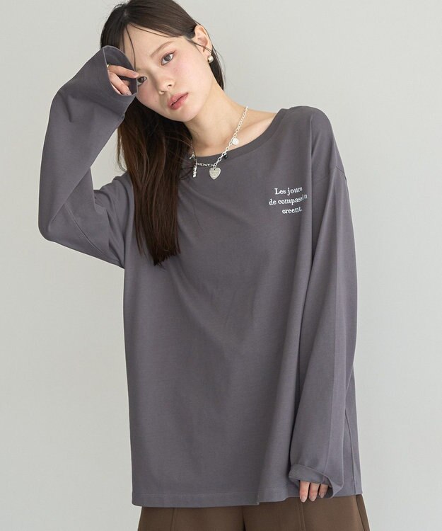 earth music&ecology 【綿100】アソートグラフィックロンＴＥＥ Charcoal Gray