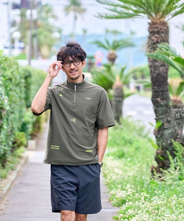 PW CIRCULUS 【MEN】AIR TOOL ハーフジップモック ゴルフ カーキ系