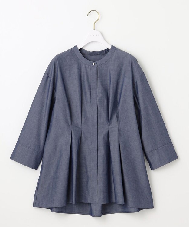 ANY SIS ウエストタックチュニック ブラウス シャンブレーブルー