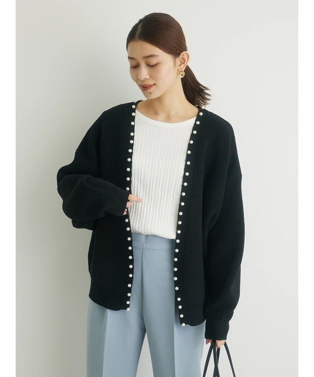 Green Parks ・ＥＬＥＮＣＡＲＥ　ＤＵＥ　パールツキトッパーカーデ Black