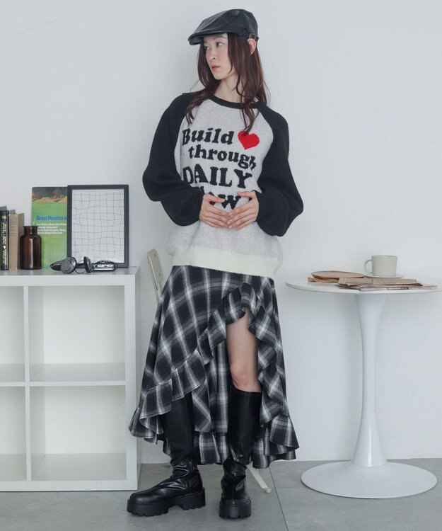 WEGO 【2025年秋冬新作】フラッフィーグラフィックニットBIGプルオーバー 柄11