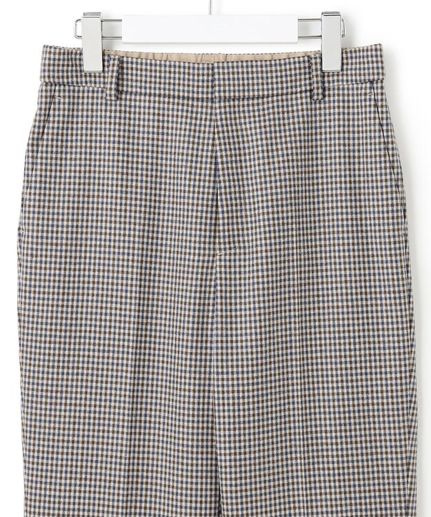 23区 ウールミルドストレッチチェック テーパードパンツ キャメルチェック