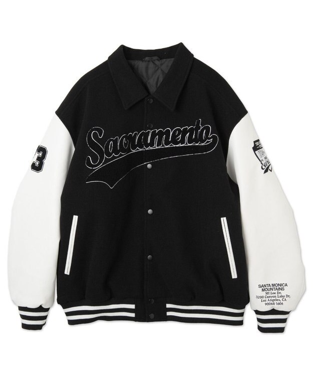 WEGO 【ユニセックス着用ITEM/SMLサイズ展開】メルトンワッペンスタジャン ブラック