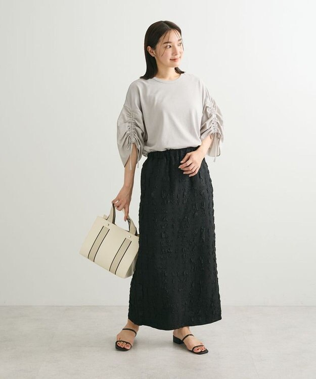 Green Parks ・ＥＬＥＮＣＡＲＥ　ＤＵＥ　ギャザースリーブＴＥＥ Gray