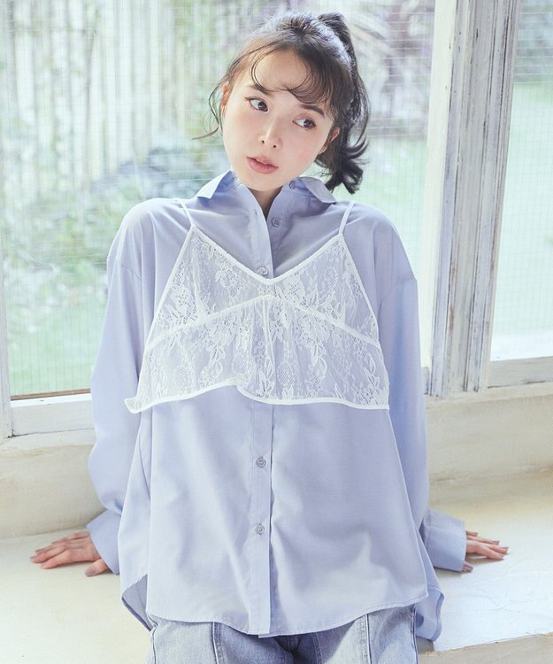 earth music&ecology ＳＥＴ２点レースビスチェ＋シャツ Off White