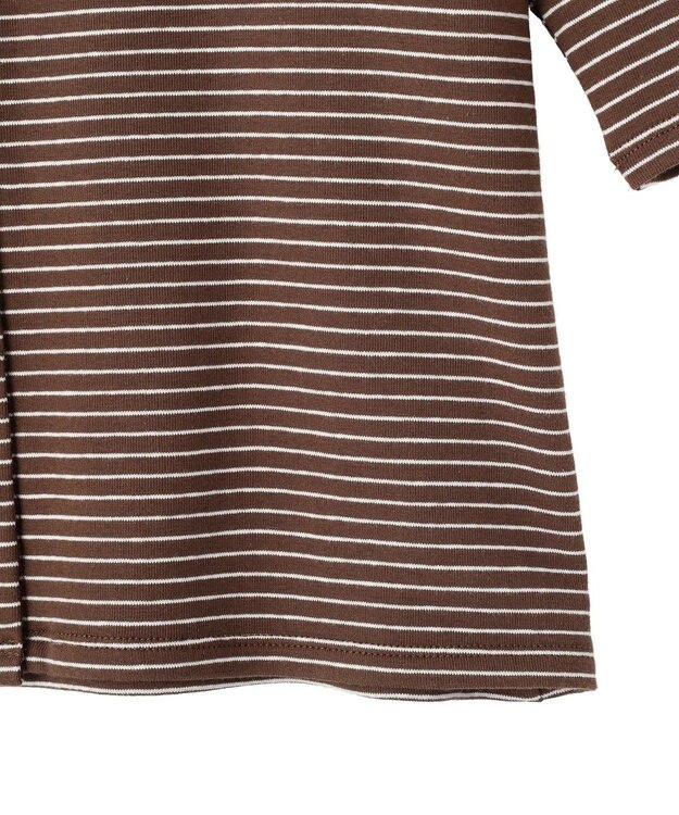 earth music&ecology ゴールドボタンボーダーカーディガン Brown