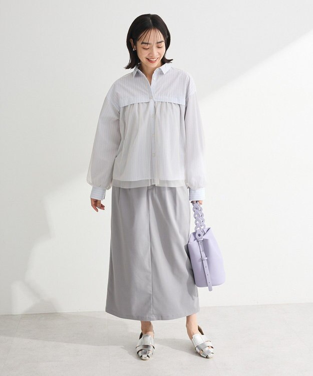 Green Parks イージーケアタック入りスカート Gray