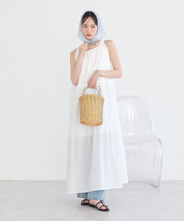 earth music&ecology ギャザーノースリーブワンピース Off White