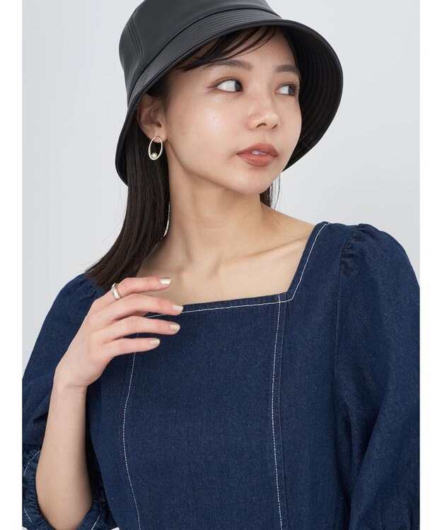 earth music&ecology スクエアネックデニムワンピース Dark Indigo