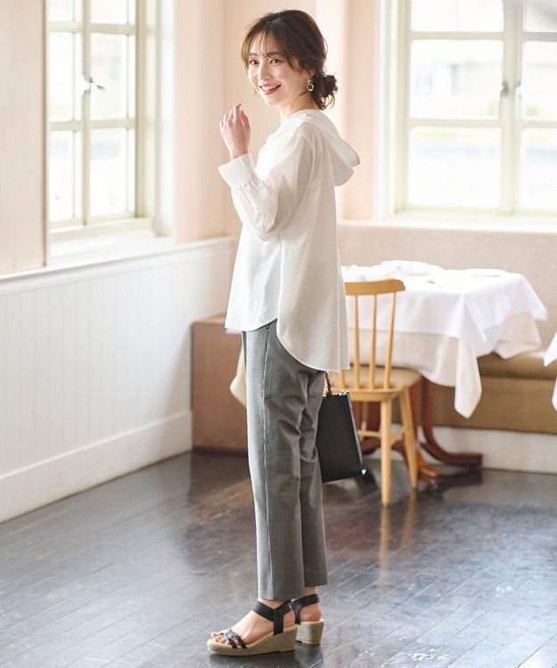 ANY SIS 【洗える】さらさらストレッチ テーパード パンツ ギンガムチェック