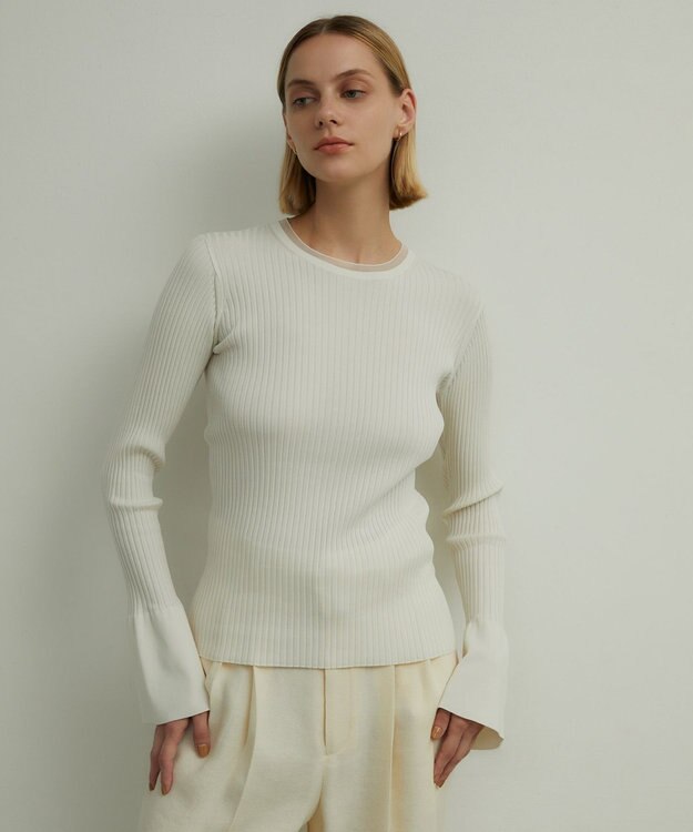 BEIGE， HANNA / リブニットトップス Ecru