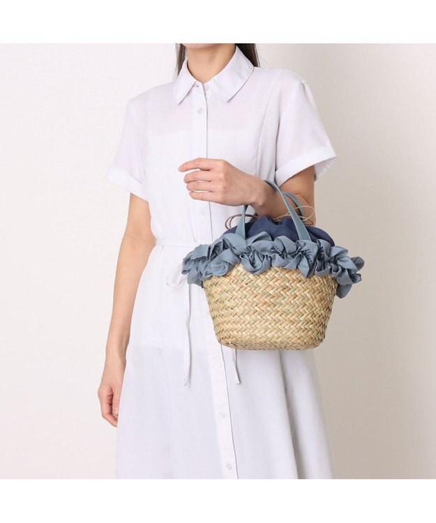 UNBILLION カシュカシュ cachecache / フリルカゴバッグ ブルー