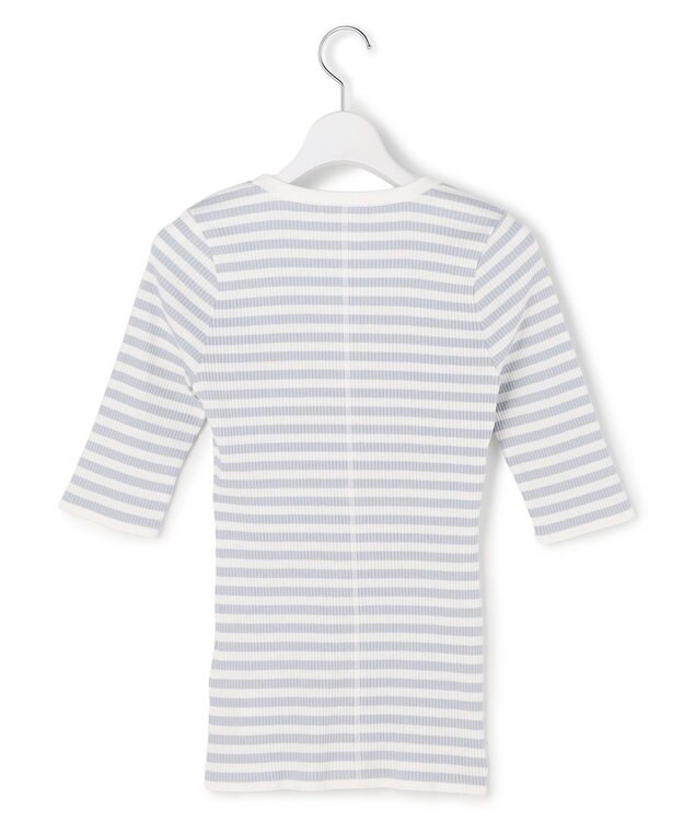 ICB 4×2リブ プルオーバーカットソー ライトデニムボーダー