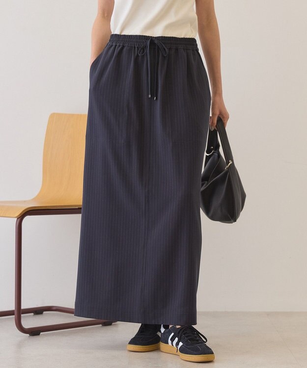 AMERICAN HOLIC 【イージーケア】ベイカータイトスカート Stripe Navy
