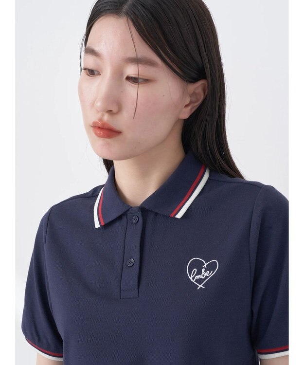 earth music&ecology ハートロゴ刺繍ポロ Blue