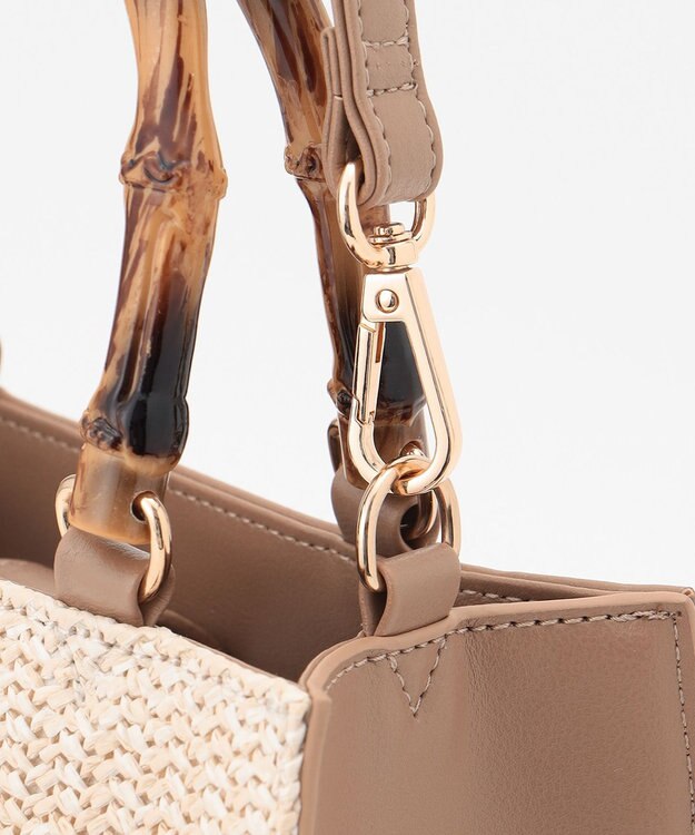 ANY SIS 【美人百花7月号掲載】2WAYバンブーライクハンドルミディ トートバッグ ナチュラル×ベージュ