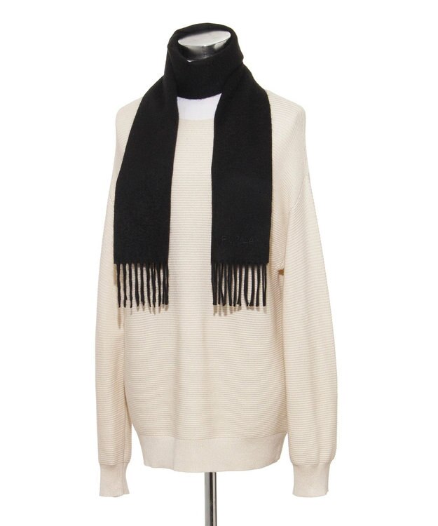 MOONBAT FURLA(フルラ）カシミヤ100％ 無地 プチマフラー ブラック