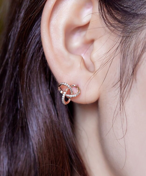 Tiaclasse 【選べる2TYPEデザイン】【金属アレルギー対応】 トゥワインピアス＆イヤリング ピアス：ピンクゴールド