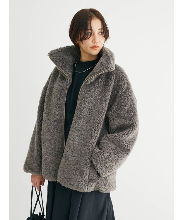 Green Parks ・ＥＬＥＮＣＡＲＥ　ＤＵＥ　テディベアボアコート Charcoal Gray