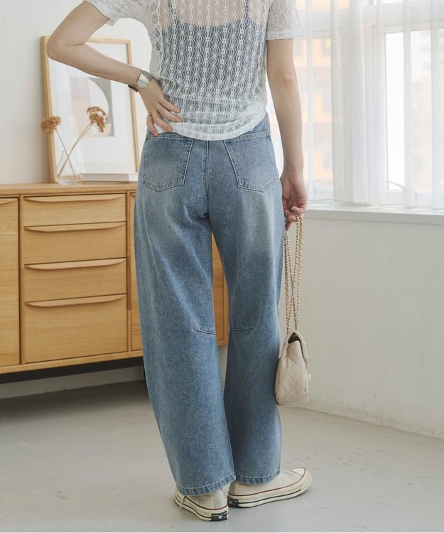 WEGO 【ANGIE VINTAGE】バレルレッグデニムパンツ ブルー