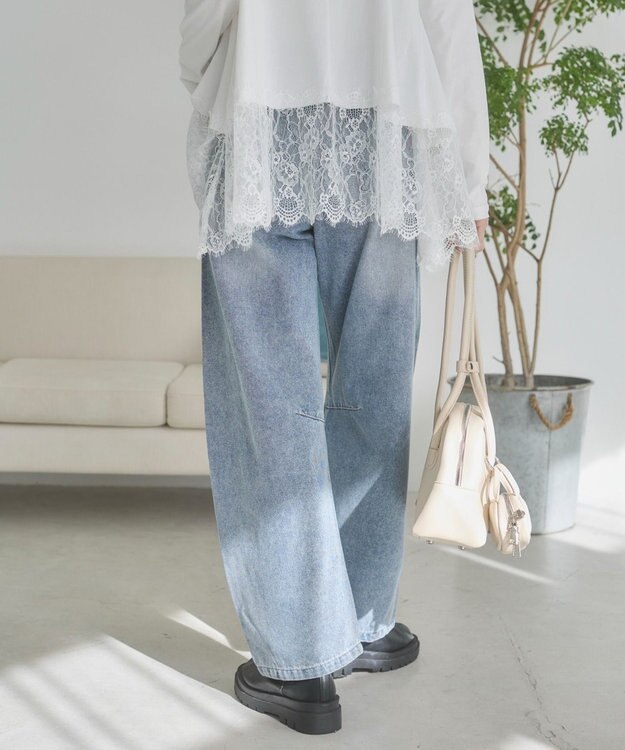 WEGO 【ANGIE VINTAGE】バレルレッグデニムパンツ ブルー