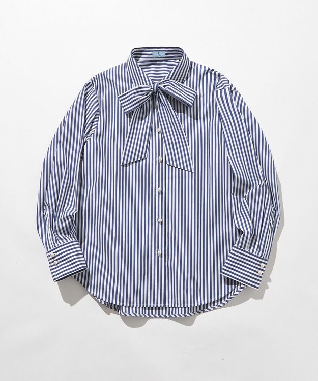 組曲 【ボウタイ付き】メッセージシャーティング シャツ ブルー系1