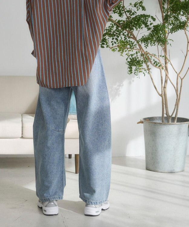 WEGO 【ANGIE VINTAGE】バレルレッグデニムパンツ ブルー